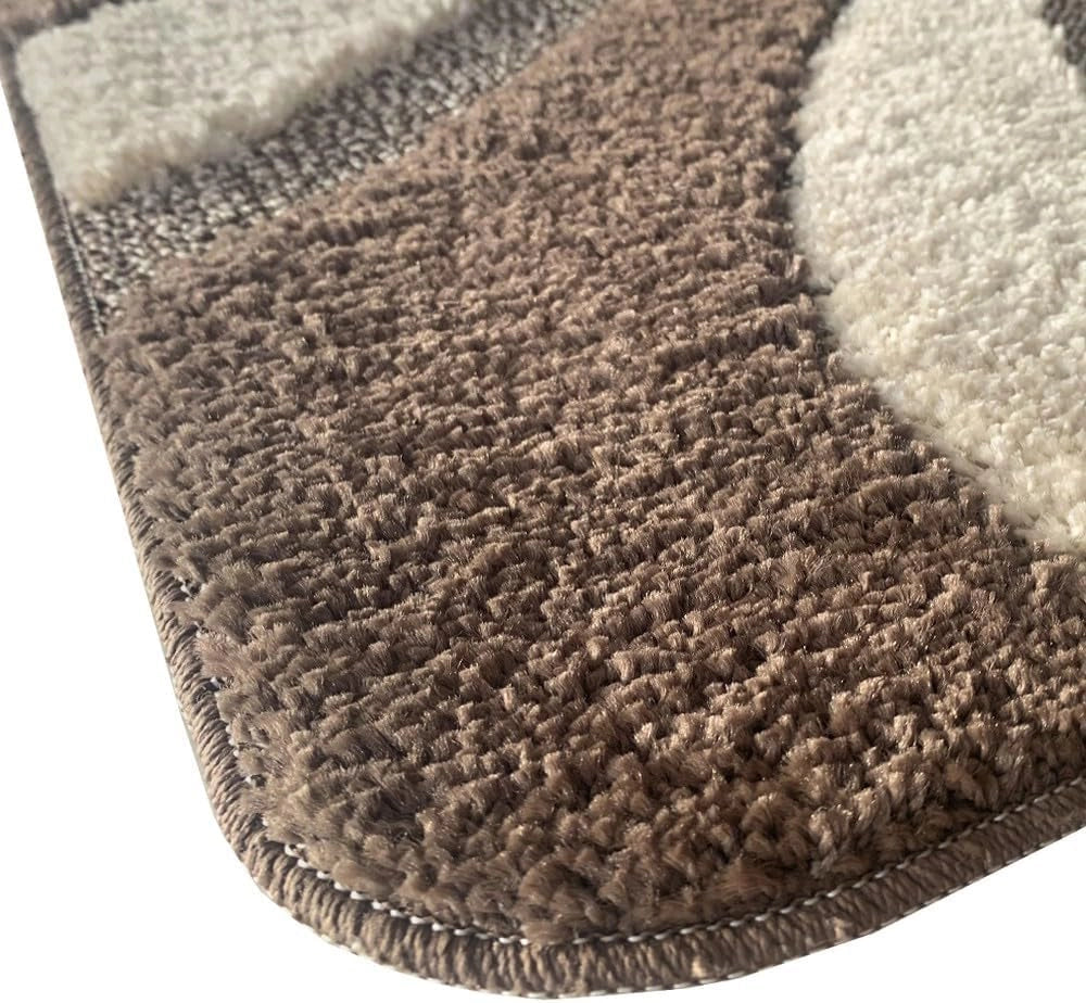 Tappeto Bagno 50x80 cm Scendiletto Antiscivolo Shaggy 3D Moderno Assorbente Marrone