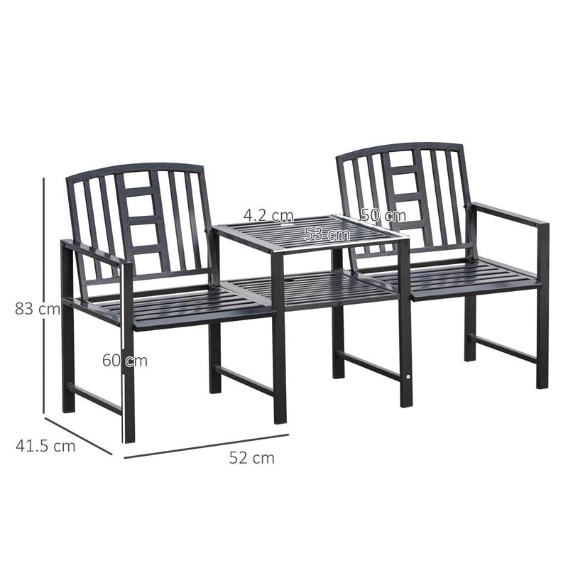 PANCHINA DA GIARDINO MODERNA 2 POSTI CON TAVOLINO E FORO PER OMBRELLONE