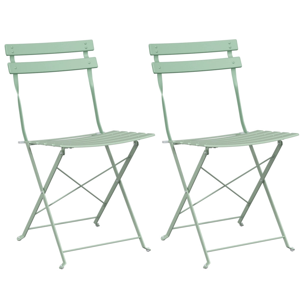 Sdraio da Giardino Pieghevoli 2 pcs Verde Chiaro Acciaio