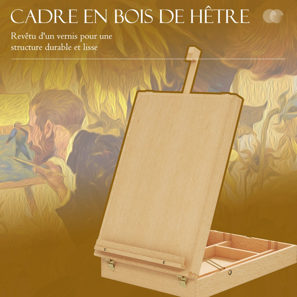 Cavalletto da tavolo pieghevole in legno di faggio per tele fino a 61 cm ¨C zephmum ¨C naturale