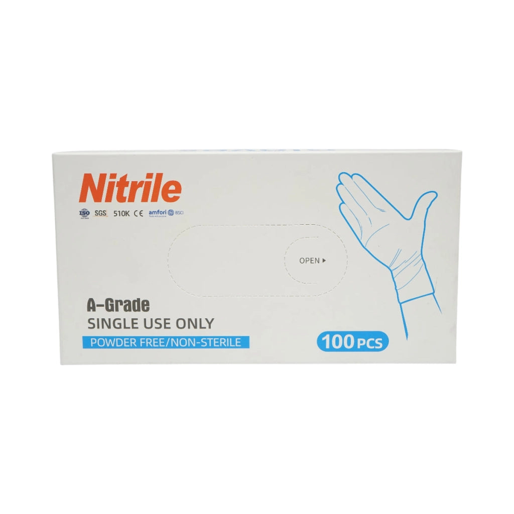 Guanti in nitrile blu senza polvere con texture antiscivolo sulle dita, taglia S 100 pezzi/scatola