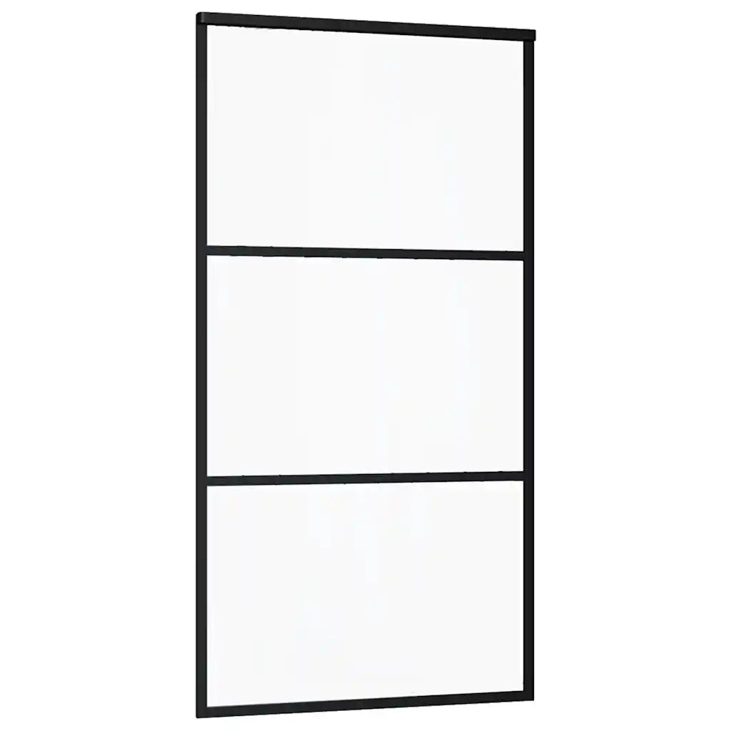 Porta Scorrevole con Ferramenta Nera 102x205 cm in Vetro ESG