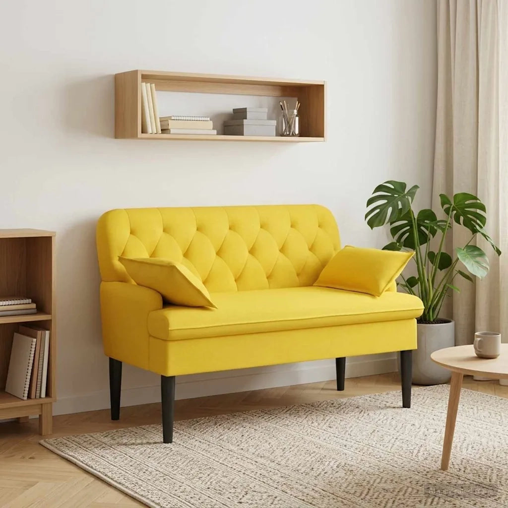 Loveseat con bottoni imbottiti Giallo Chiaro 111 x 68 x 80 cm 42041805