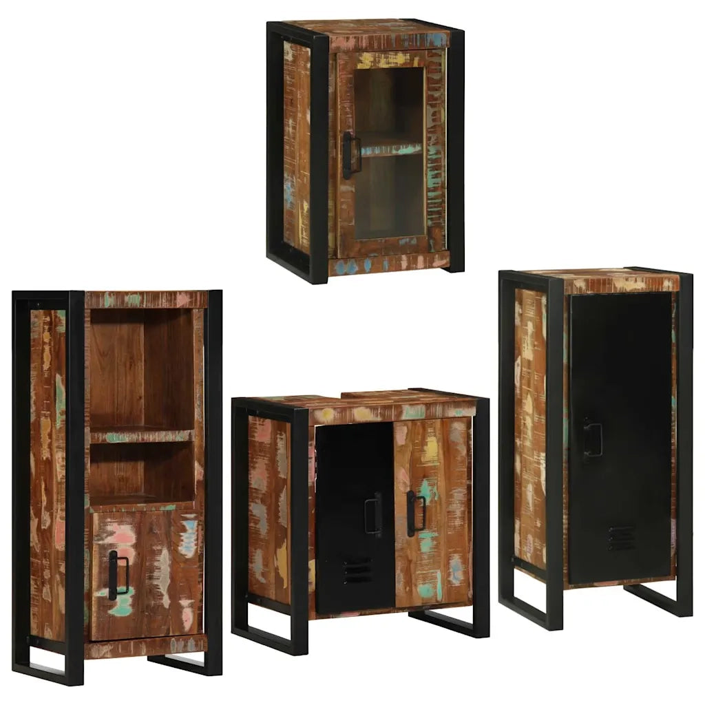 Set di mobili per il bagno 4 pcs Legno massello riciclato