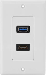 Ingresso HDMI e USB 3.0 a 2 porte - Pannello per parete con scatola di ingresso alta velocità con ethernet - Per proiettore.