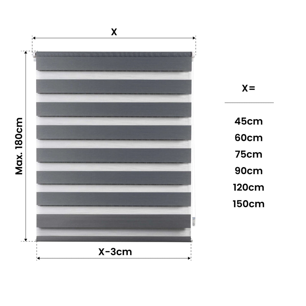Tenda a Rullo giorno / notte installazione senza foratura EasyFix Argento 45x180 cm