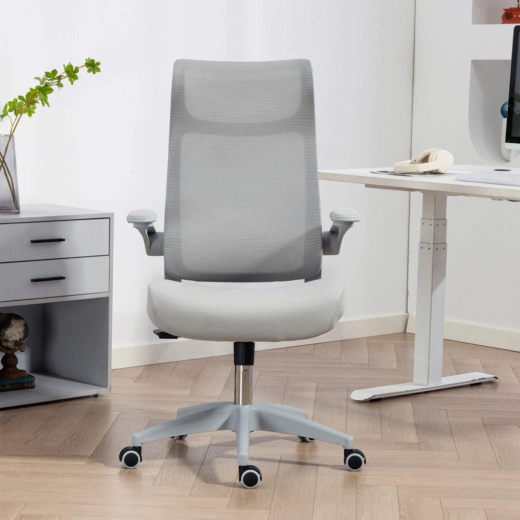 Sedia da Ufficio Ergon¨®mica con Schienale a Reticolo e Supporto Lombare ¨C Zephmum ¨C Grigio
