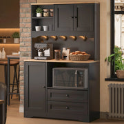 Mobile da cucina 100x40x163 cm con LED regolabile e presa integrata in MDF nero