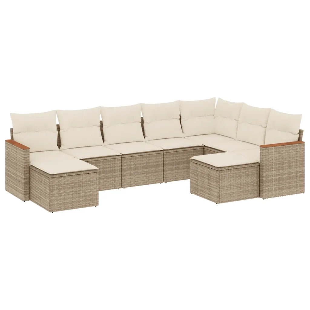 Set Divano da Giardino 9 pz con Cuscini Beige in Polyrattancod mxl 116817