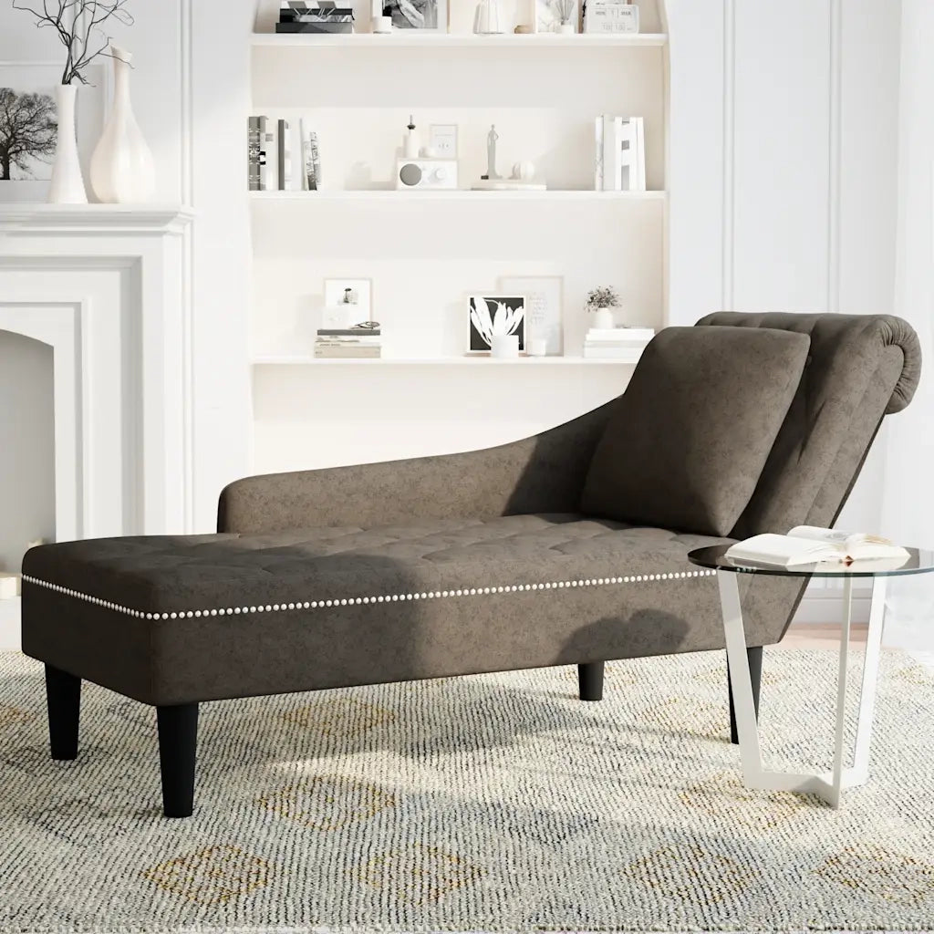 vidaXL Sdraio con Cuscino e Bracciolo Destro Similpelle Grigio Scuro
