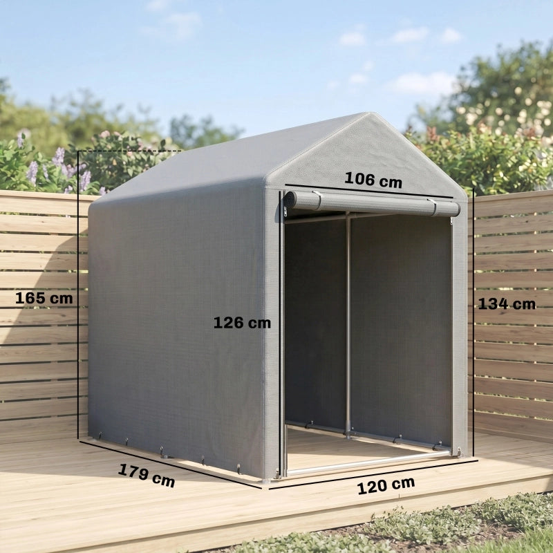 CASETTA DA GIARDINO con porta 120 x 179 x 165 cm Acciaio Grigio chiaro