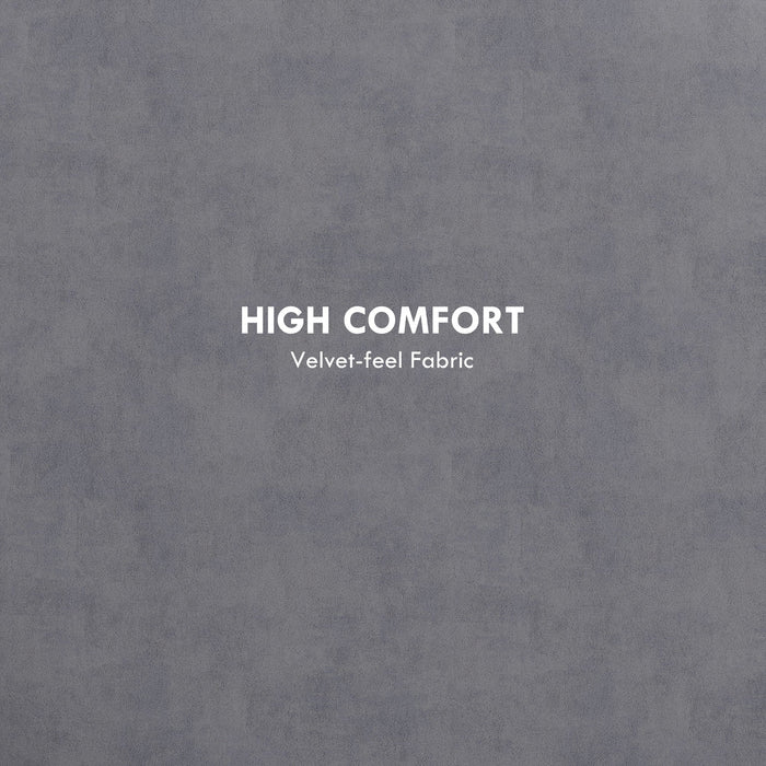 Pouf Contenitore Vellutato da 120 kg max 56x56x42 cm con Vassoio a Ribalta in MDF e Rovere Grigio