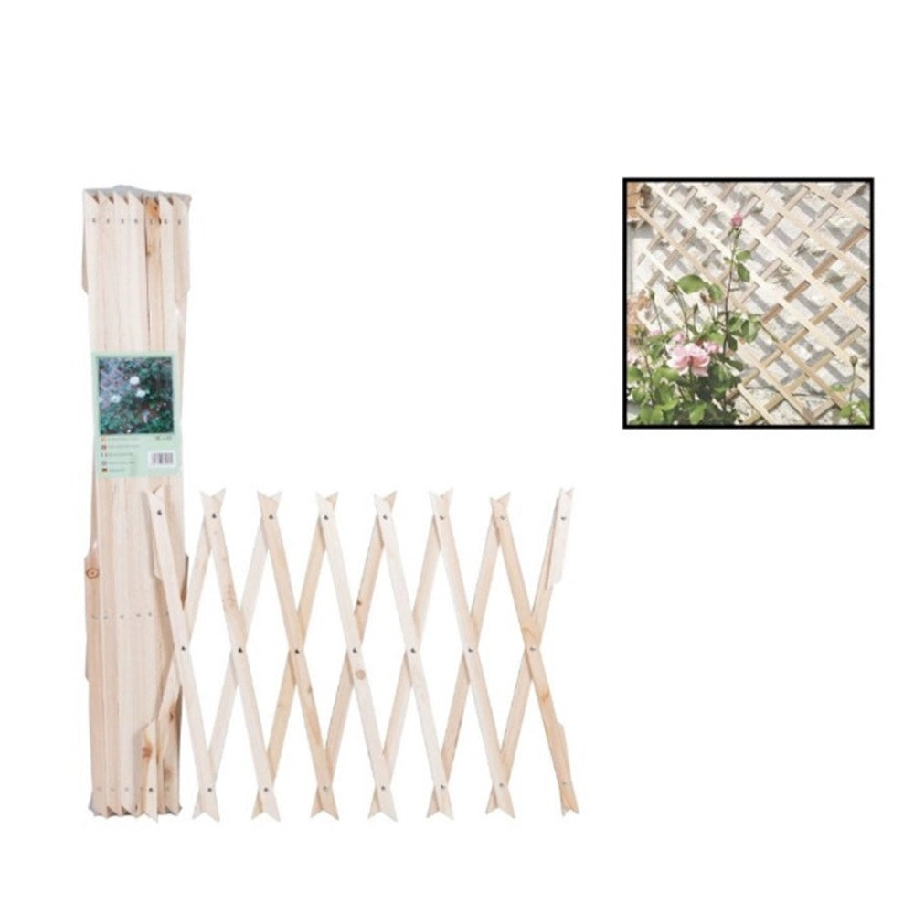 Trade Shop - Traliccio In Legno Rete Estensibile Piante Rampicanti Staccionata 180x30 Cm 129679 -