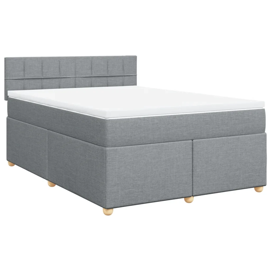 Giroletto a Molle con Materasso Grigio Chiaro 140x200cm Tessuto