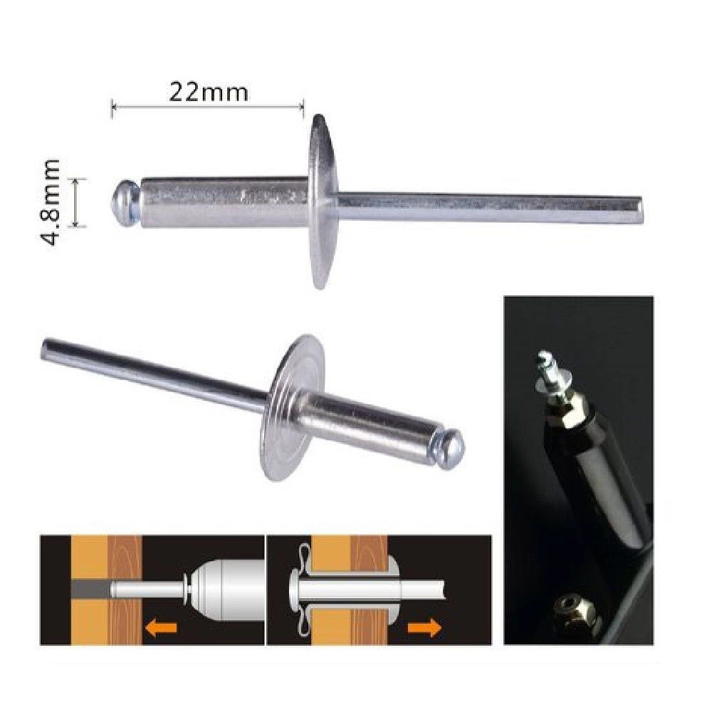 Trade Shop - Set 9 Pezzi Rivetti Rivetto 4.8 X 22 Mm Accessori Per Bricolage Ferramenta 94984 -