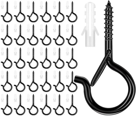 Set di 30 gru di sostegno per soffitto in acciaio inossidabile nero per montaggio a parete e soffitto