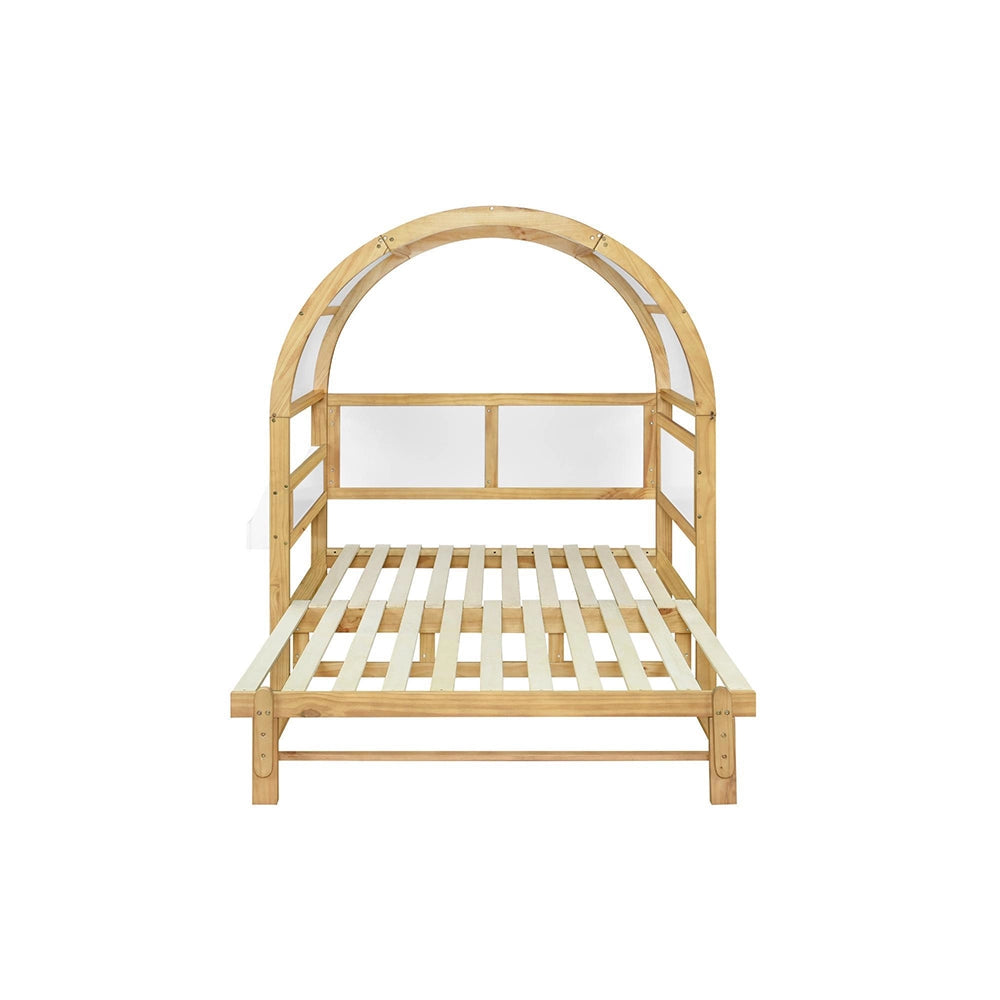 Letto a scomparsa-Xylo-140x200cm banchina tetto arrotondato pino+MDF