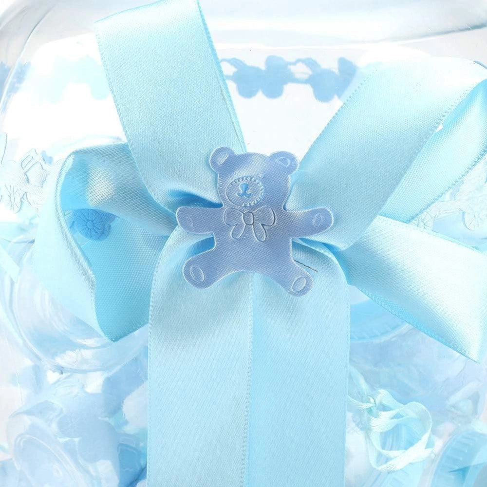 Trade Shop - Maxi Biberon Porta Confetti Celeste Idea Nascita 30 Pezzi Baby +1 Maxi Battesimo -