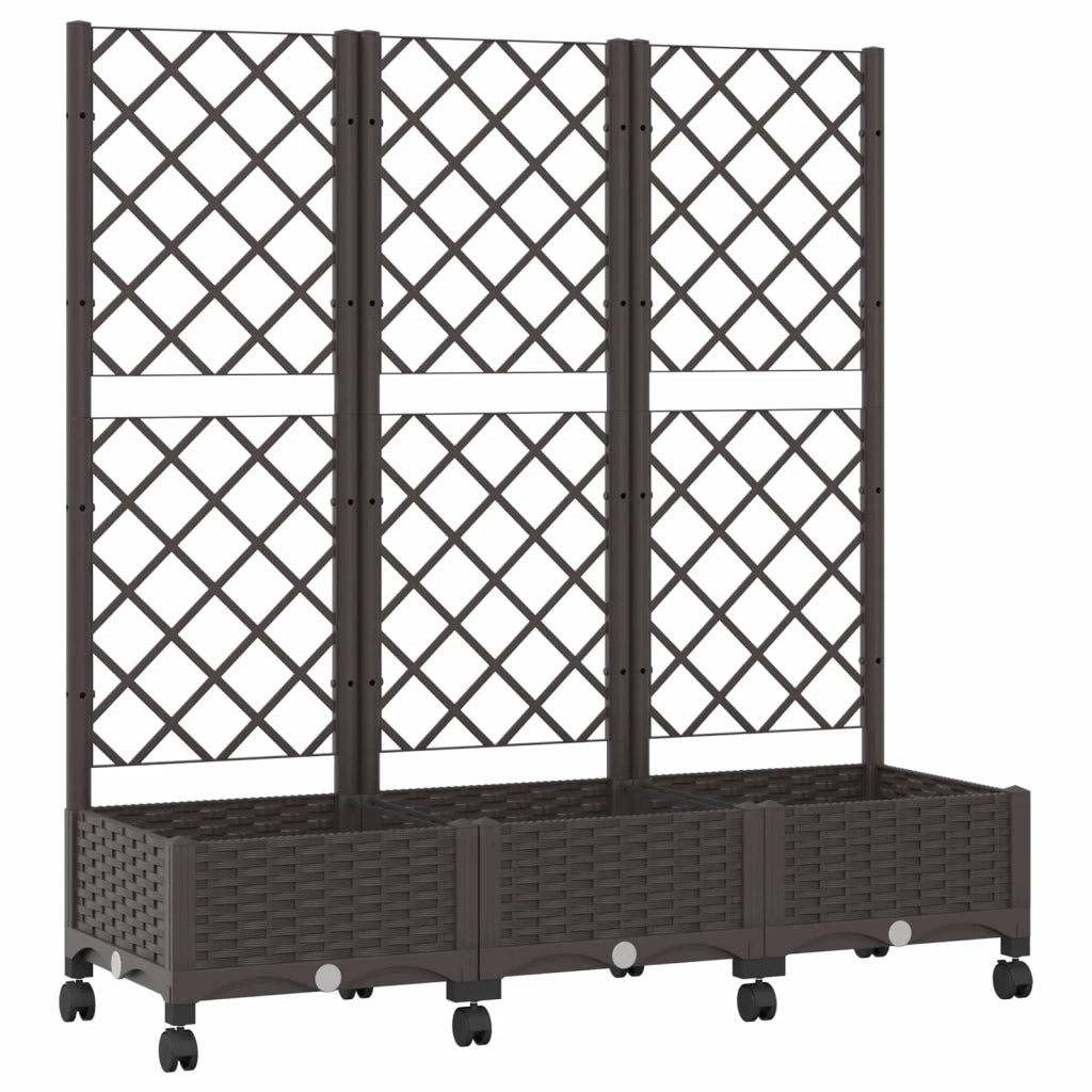 Vaso da giardino con grigliato e ruote Marrone PP 3423051