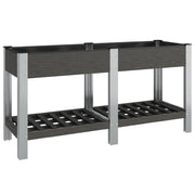 Fioriera | Cassetta per fiori | Vaso Rialzata Giardino con Ripiano Grigia 150x50x75 cm WPC