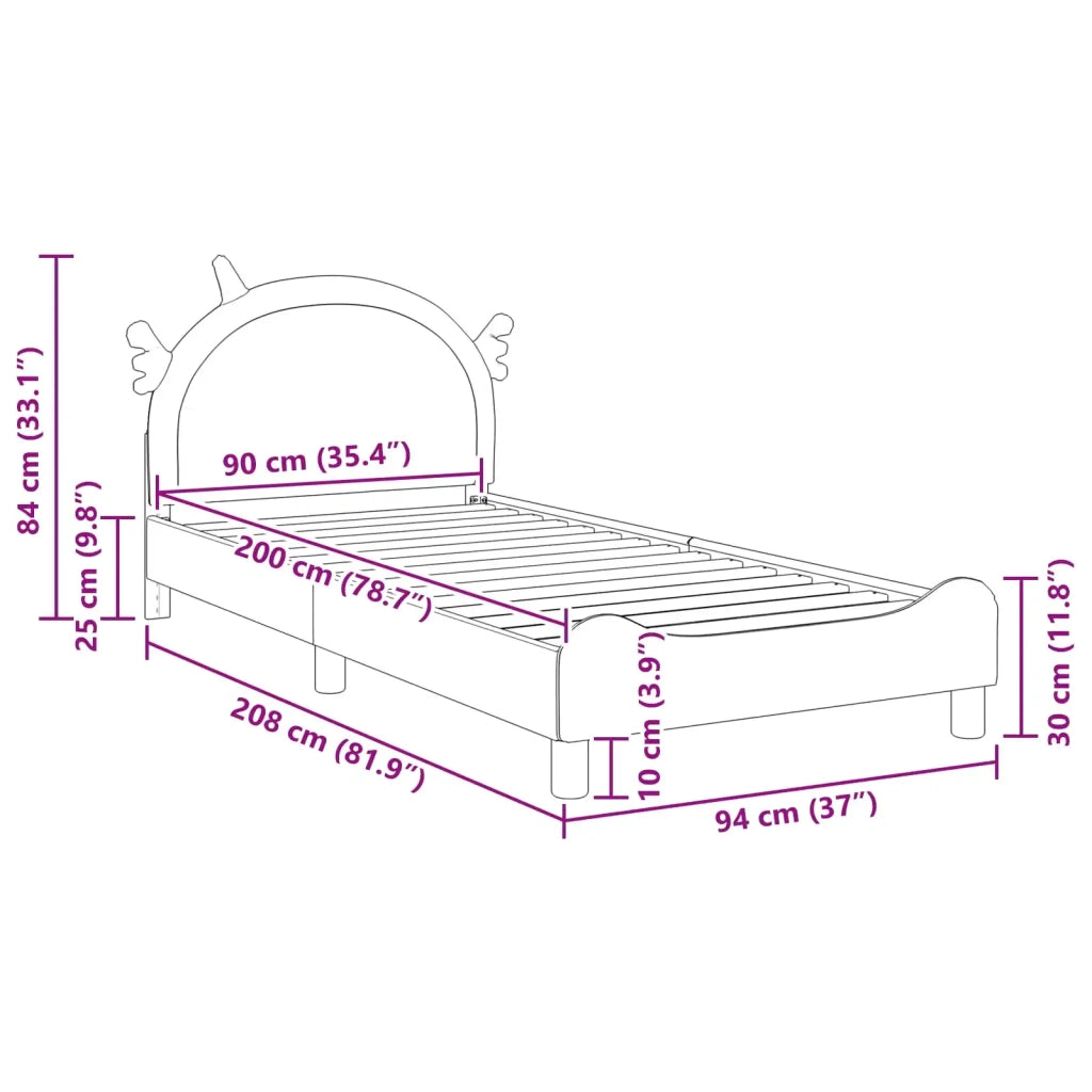 Struttura letto bambini con testata Rosa 90 x 200 cm PU 42011233