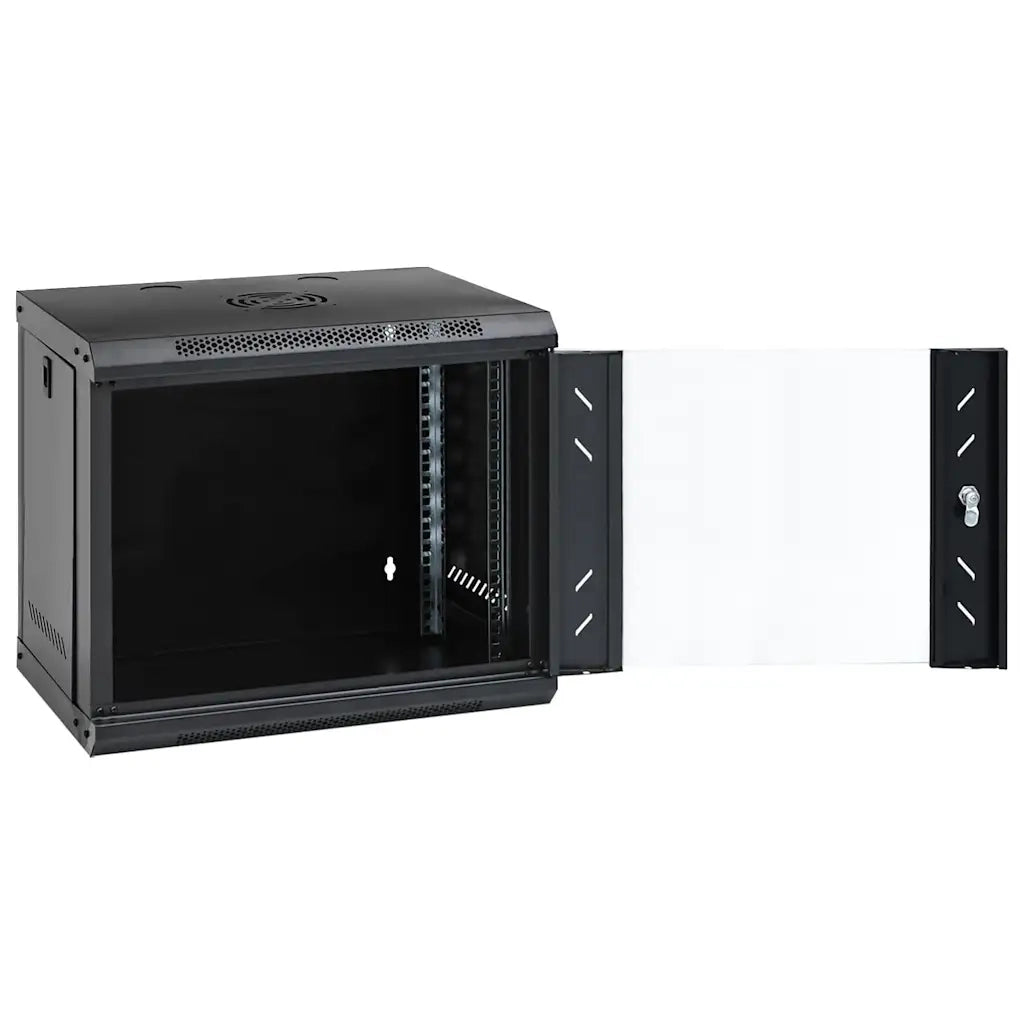 Armadio di rete a parete 9U 53 x 40 x 45 cm con serratura e pannelli rimovibili stile moderno acciaio nero 02_0045827