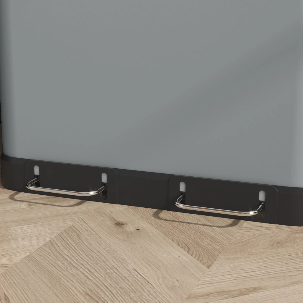 Bidone raccolta differenziata a pedale 2 x 30 L in metallo, grigio, con secchi interni estraibili e chiusura soft-close