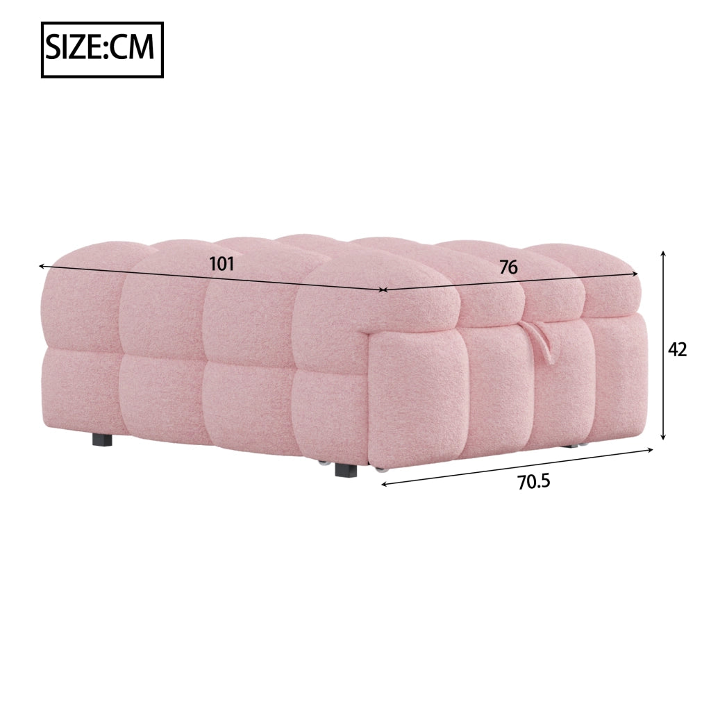 DESMIU Letto singolo 183 × 76 cm con funzione 2 in 1, senza materasso, in Teddy, rosa