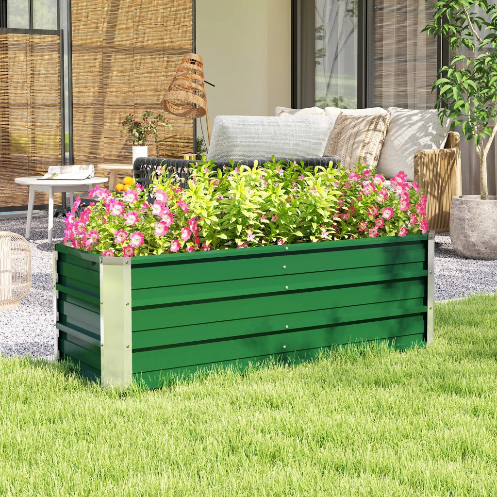 Fioriera Rettangolare in Acciaio per Giardino ¨C Zephmum ¨C 125x47x40 cm Verde