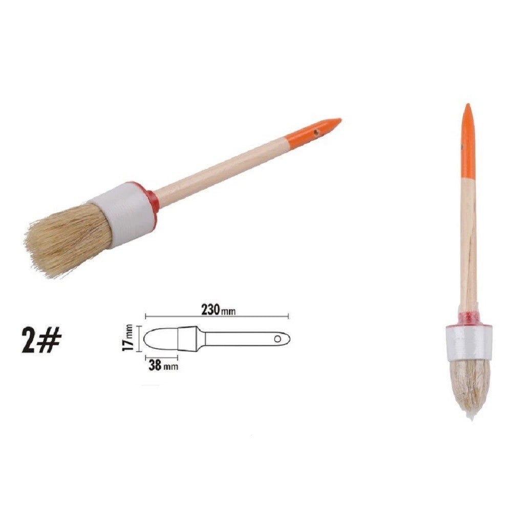 Trade Shop - Pennello Pittura Maniglia In Legno Setole Naturali A Testa Tonda 38 Mm 2" 90289 -