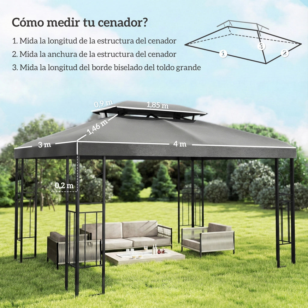 Toldo 4x3 m ¨C zephmum ¨C Grigio con Protezione UV e Drenaggio