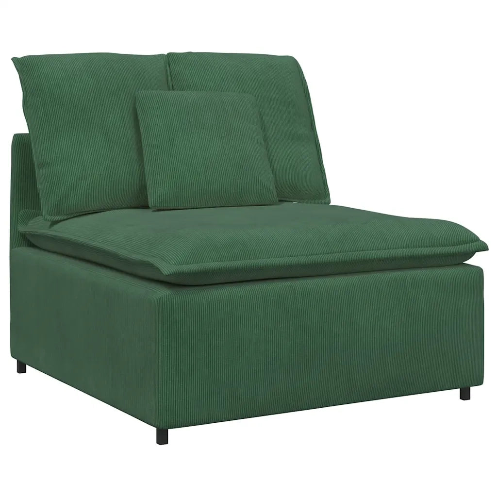 Modulo Centrale Divano Modulare con Cuscini Verde Scuro 100cm 4104442