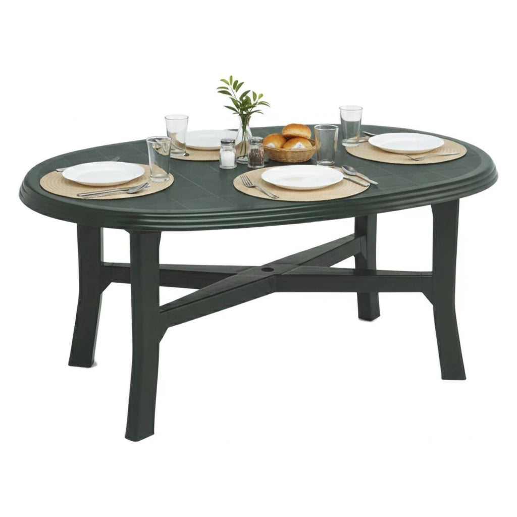 Simmsville, Tavolo da Esterno 6 Posti Made in Italy, 165x110x72h cm Verde