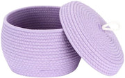 Organizzatore rotondo in cotone con coperchio - Organizzatore multifunzionale per snack, asciugamani e altro - Ideale per la casa, 25 x 19 cm (piccolo, lavanda)