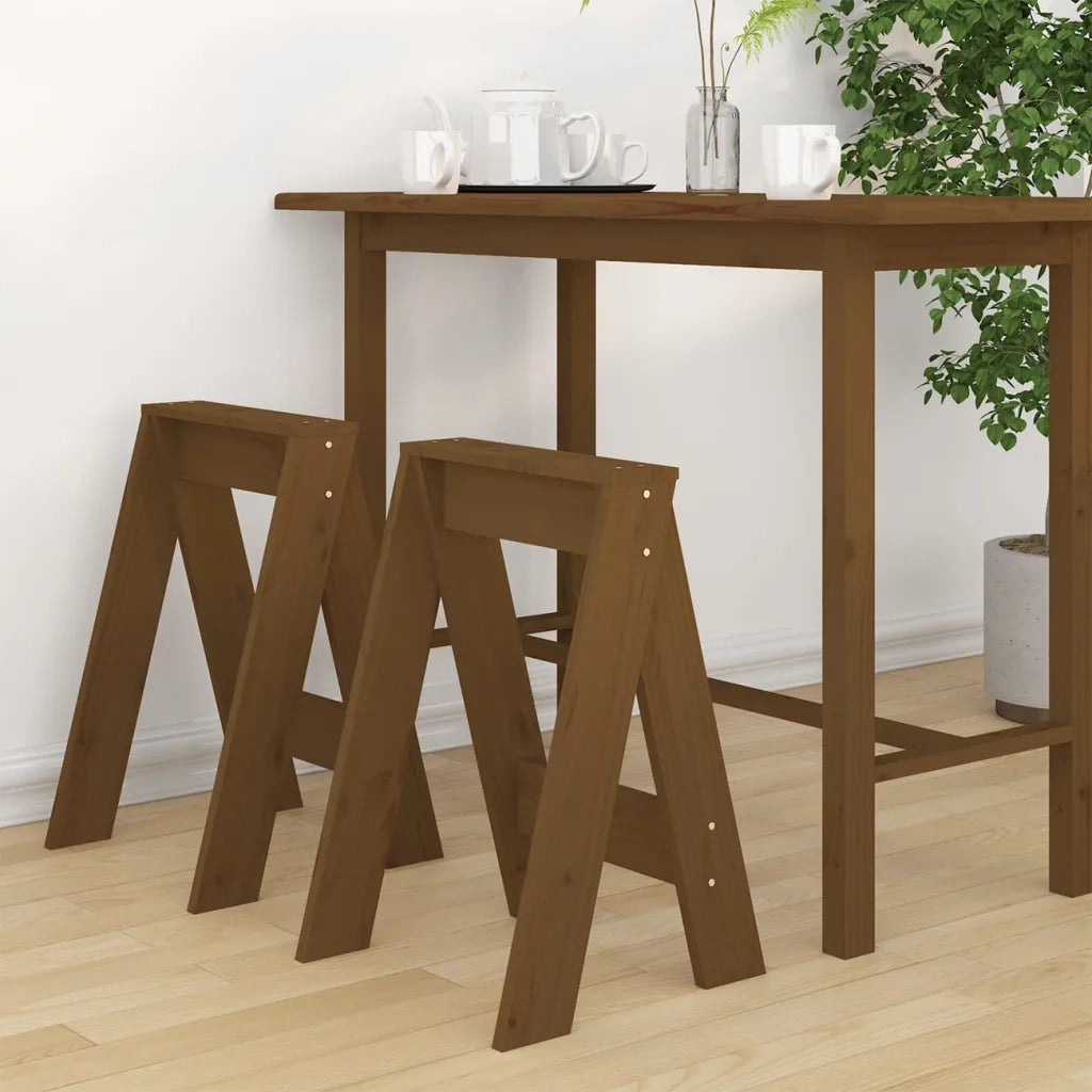 Sgabelli 2 pz Miele 40x40x60 cm in Legno Massello di Pino cod mxl 50077