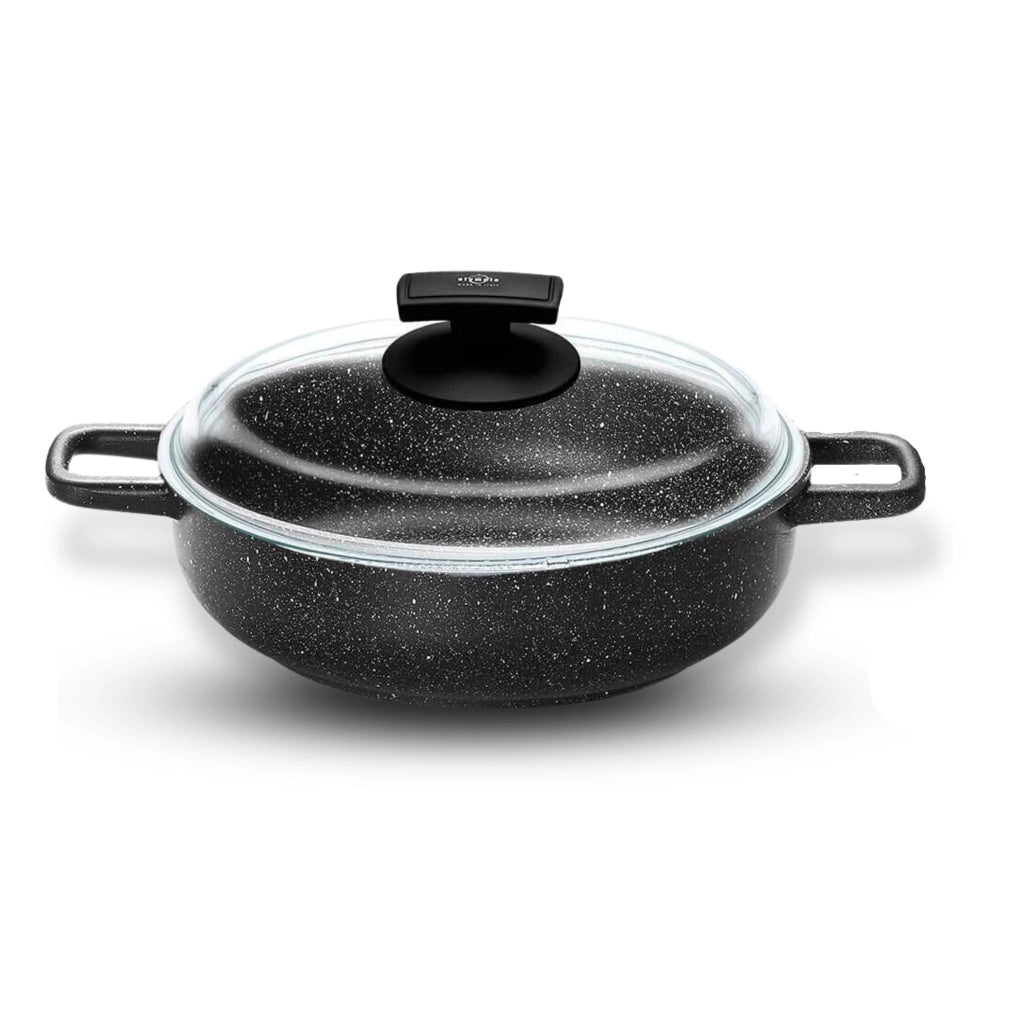 Tegame con Coperchio in Vetro Antiaderente 2 Manici Ø24 cm Olympia Hard Cook