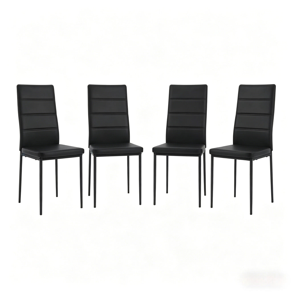 SEDIA da pranzo con schienale alto 40x51x98 cm in similpelle nera Set da 4 pezzi
