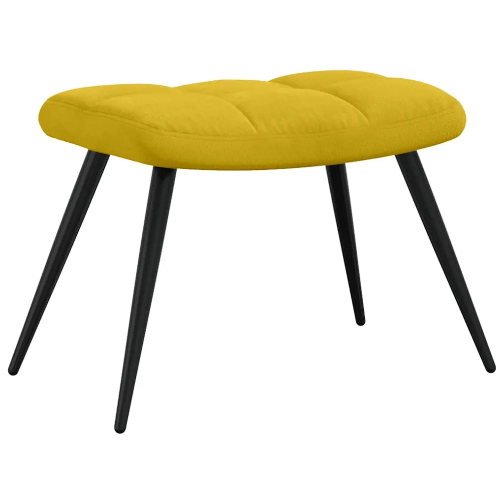 Divano Sedia-Poltrona Relax con Sgabello in Velluto Giallo Senape