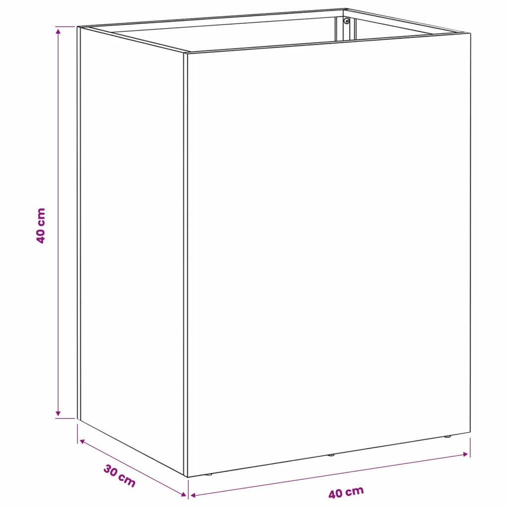 Vaso da giardino Nero 40 x 30 x 40 cm Acciaio laminato a freddo 8005470