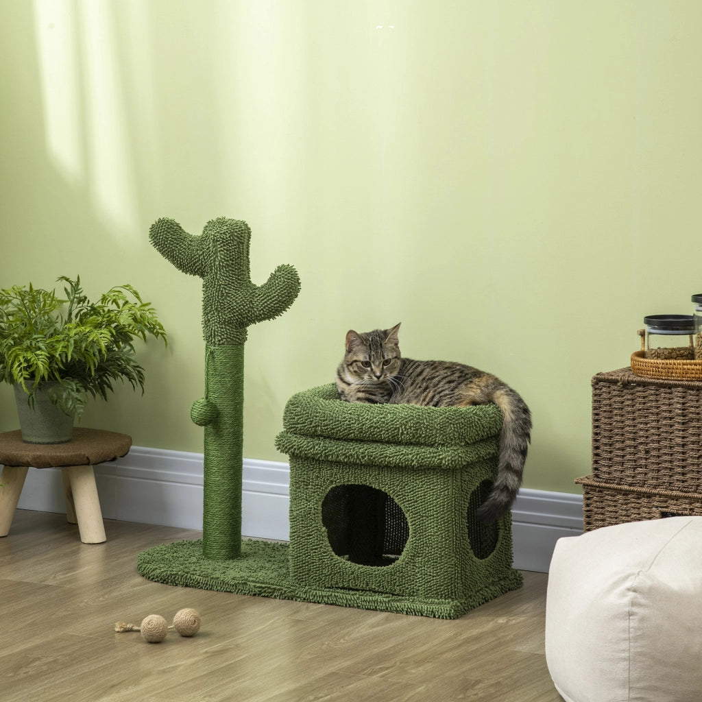 Albero tiragraffi per gatti con cuscino e palla ¨C zephmum ¨C 68x30x67 cm verde