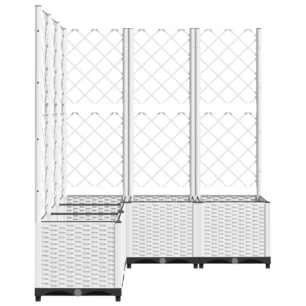 Fioriera rialzata per piante fiori e terrazze con traliccio 120 x 120 x 136 cm PP bianco 02_0038226