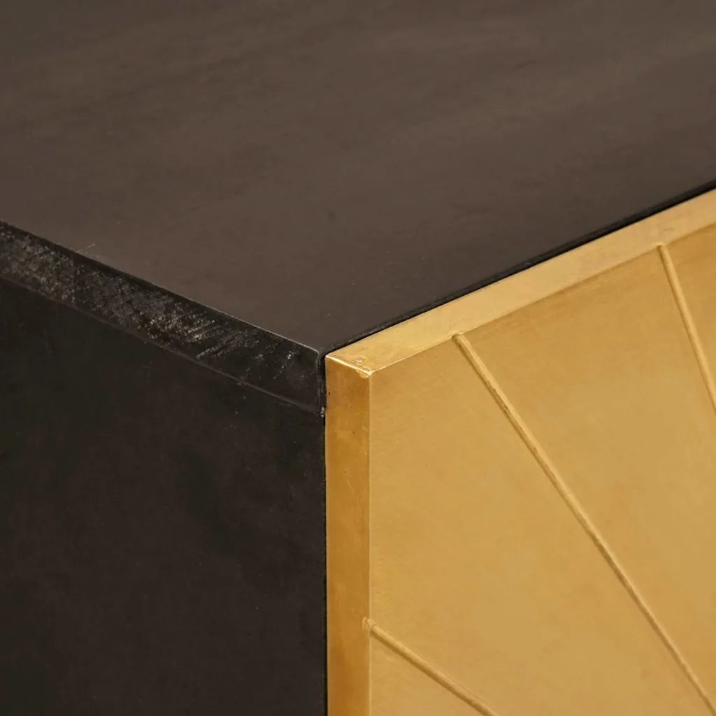 vidaXL Mobile laterale con cassetto Nero e Oro 60 x 33.5 x 100 cm