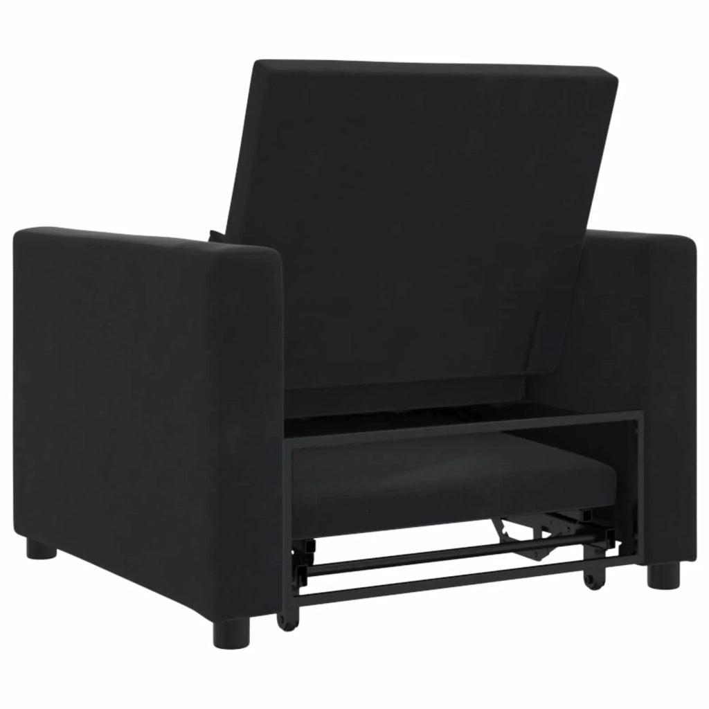 Divano letto estraibile singolo-Sofa Letto-Daybed Nero 90 x 165 x 87 cm Velluto