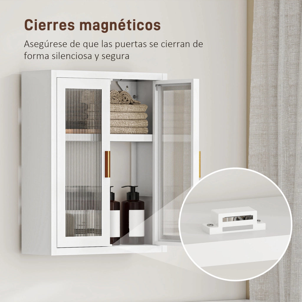 Armadietto Bagno Sospeso ¨C zephmum ¨C Bianco Acrilico con Ripiano Regolabile