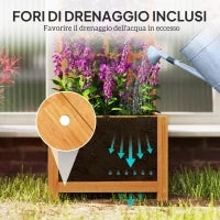 Fioriera con Traliccio per Rampicanti con Foro di Drenaggio e Fodera, in Legno, 40x40x120 cm, Marrone