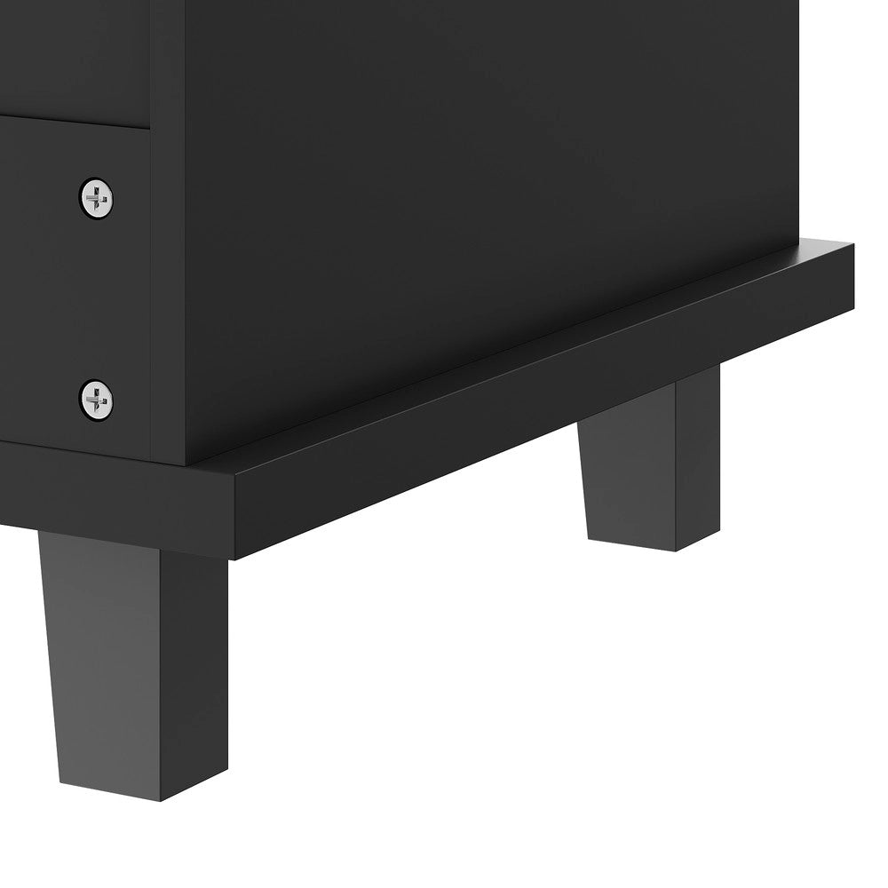Carrello da Cucina con Cassetti e Ripiani ¨C Xylo ¨C Nero, Piano in Legno, 129x46x92 cm