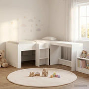 Letto alto per bambini con scrivania Bianco 80 x 160 cm