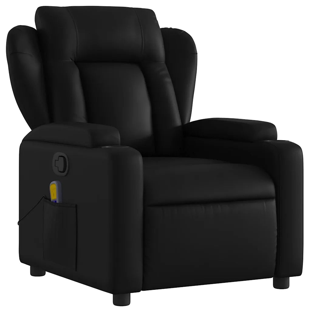 Divano Sedia-Poltrona reclinabile massaggiante in Similpelle Nera 314422