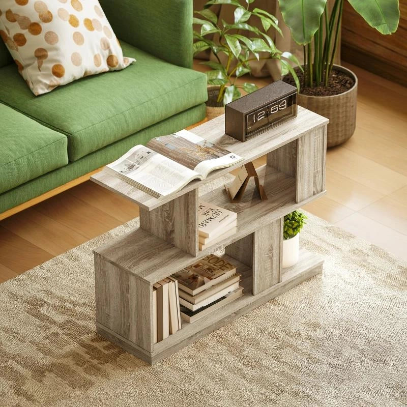 TAVOLINO DA CAFFÞ MODERNO A S CON 3 RIPIANI PER SOGGIORNO E SALOTTO, 90X30X61 CM, LEGNO