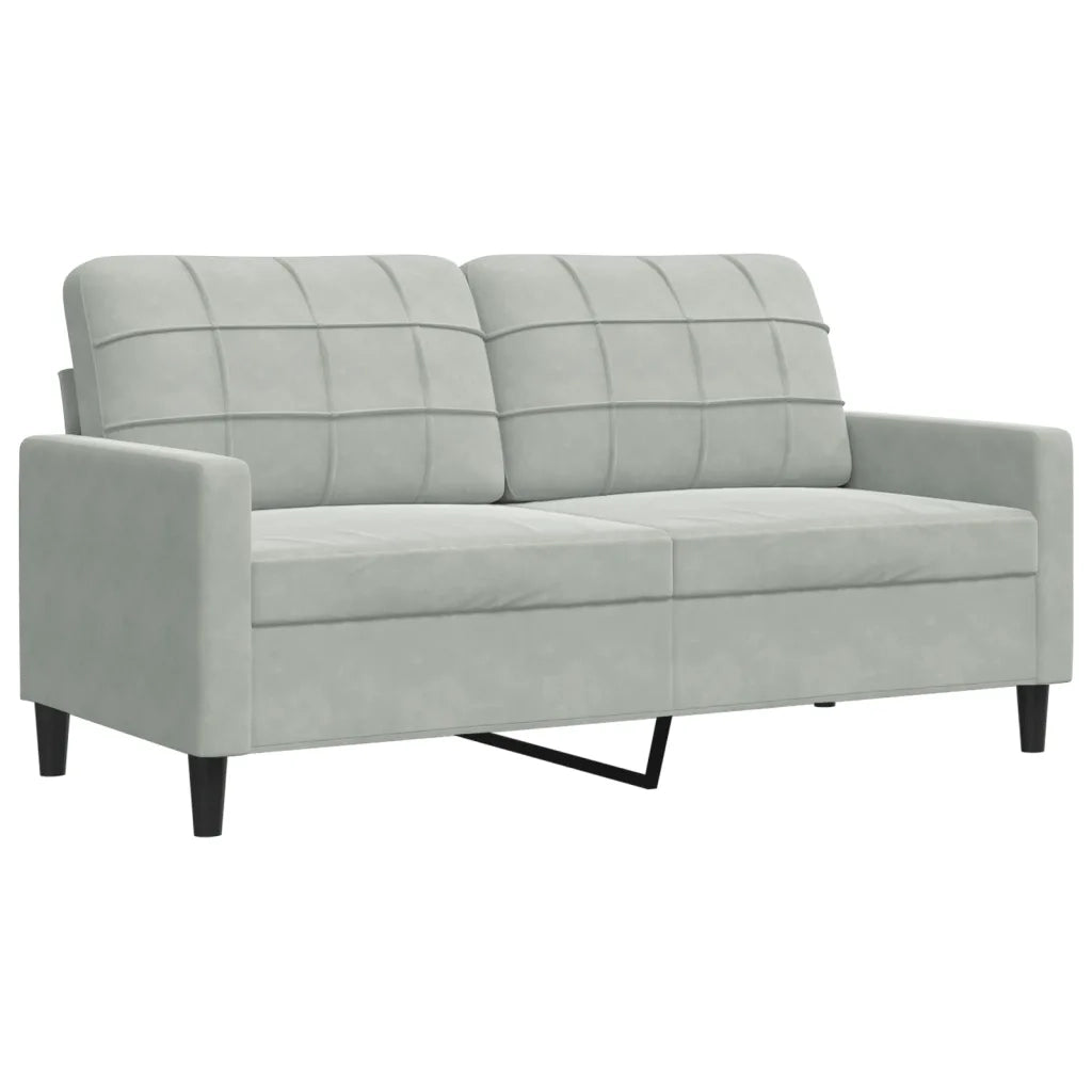 Set di Divani 4 pz con Cuscini e Rinforzi Grigio Chiaro Velluto